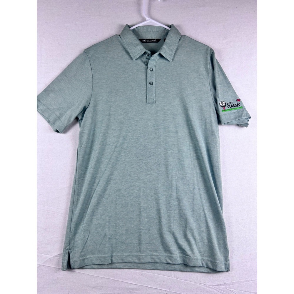 TravisMathew Mens Short Sleeve Polo Shirt Green Ace Golf Classic Logo Size M